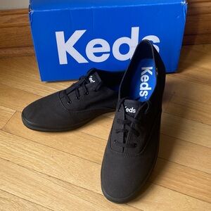 Keds Champion Sneakers Women’s 12 Black Canvas Lace-Up NWOT Classic